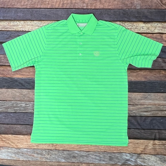 Donald Ross Green Striped Golf Polo Mens Golfer Preppy Country Club - Picture 1 of 4